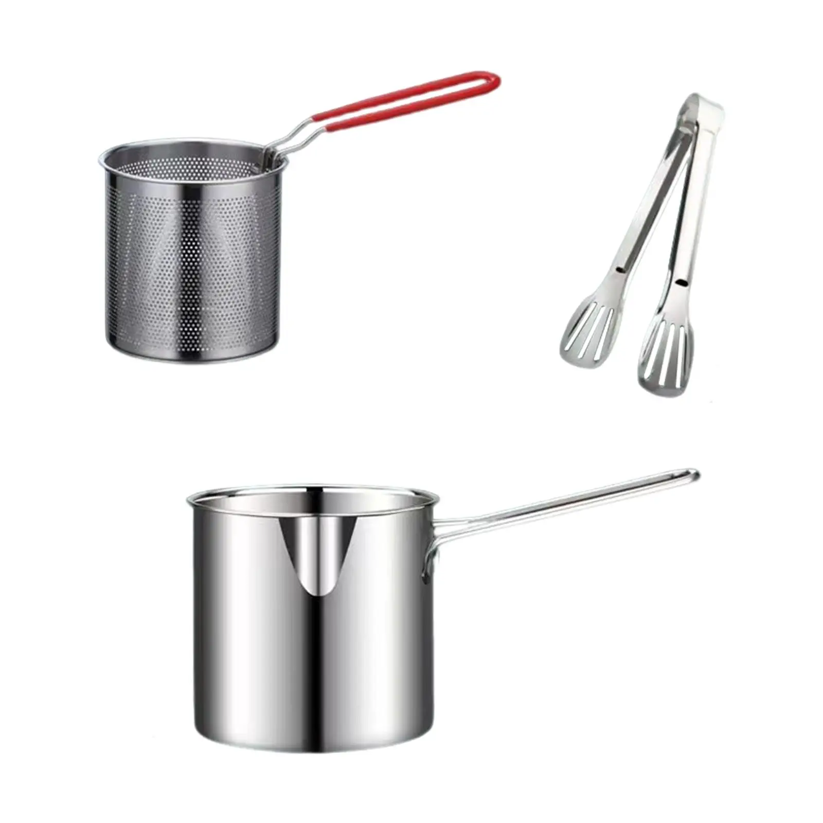 Multipurpose Deep Frying Pot Stainless Steel with Handles Milk Pot Small Pot for Kitchen Backpacking Restaurant Home Camping