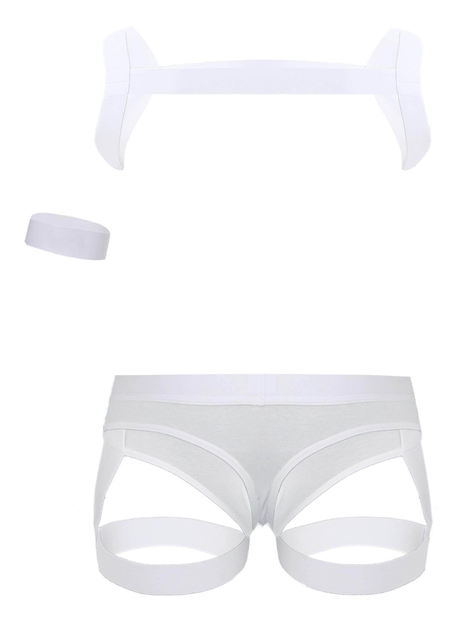 Description Picture 6 of itemMen's 2 Piece Stretchy Body Chest Harness Garter Belt Boxer Briefs Jockstrap Underwear Athletic Supporter Suspender Bodysuit