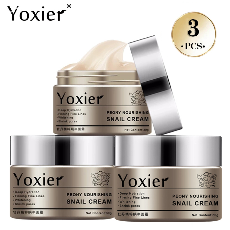 Best of Yoxier 3Pcs / Lot Peony Nourishing Snail Cream Anti-Aging Face Cream Wrinkle Whitening Moisturizing Oil Control Skin Care Reviews & Tips