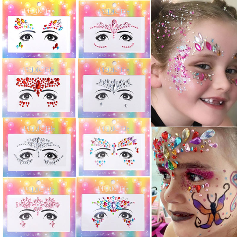 Best of Colourful Kids Makeup Face Stickers Crystal Diamonds Gemstones Girls Women Holiday Glitter Party Self Adhesive Eye Face Tattoos Reviews & Tips