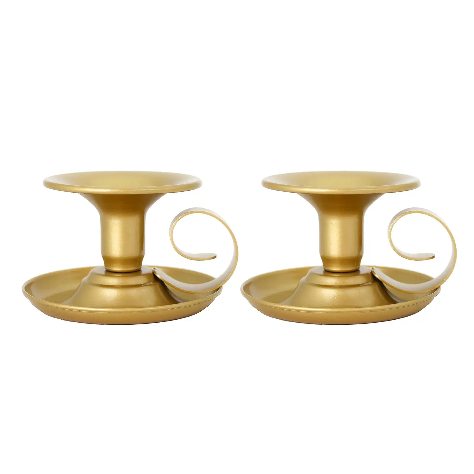 2Pcs Golden Elegant Candle Holders, Ornaments, Centerpiece, Holder, Iron for Table Dining Table Parties Tea Light Celebration