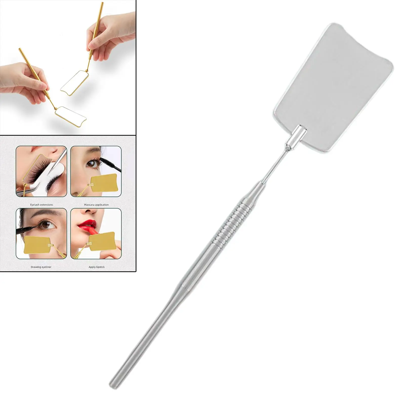 360 Rotatable Stainless Steel Handheld Beauty Eyelash Lash Check Mirror for Extensions Premium Professional Inspect Instrument