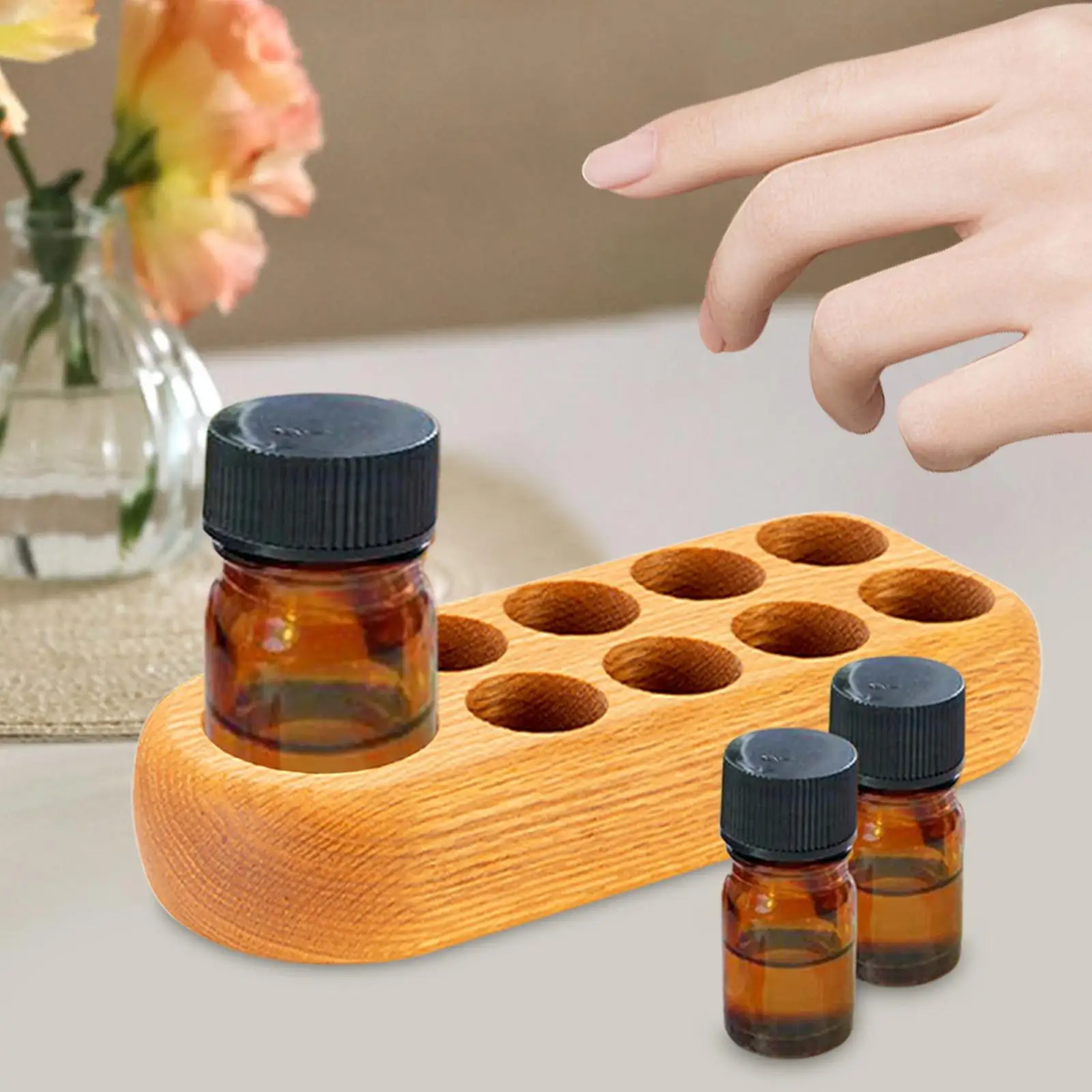 Essential Oil Display Holder Tray Collection Cosmetic Nail Polish Wood Rack for Holiday Anniversaries Birthdays Festivals Gifts