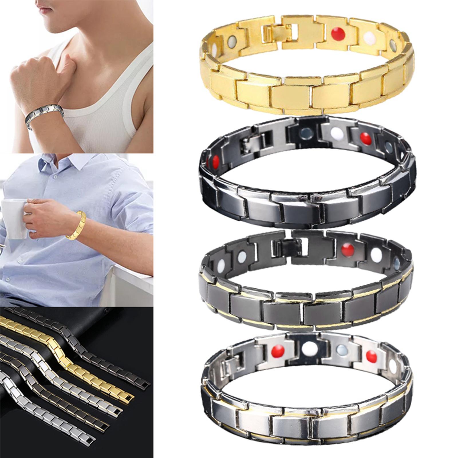 Magnetic Therapy Bracelet Titanium Steel Promotes Blood Circulation Wristband for Carpal Tunnel Relief Arthritis Pain Unsex Men