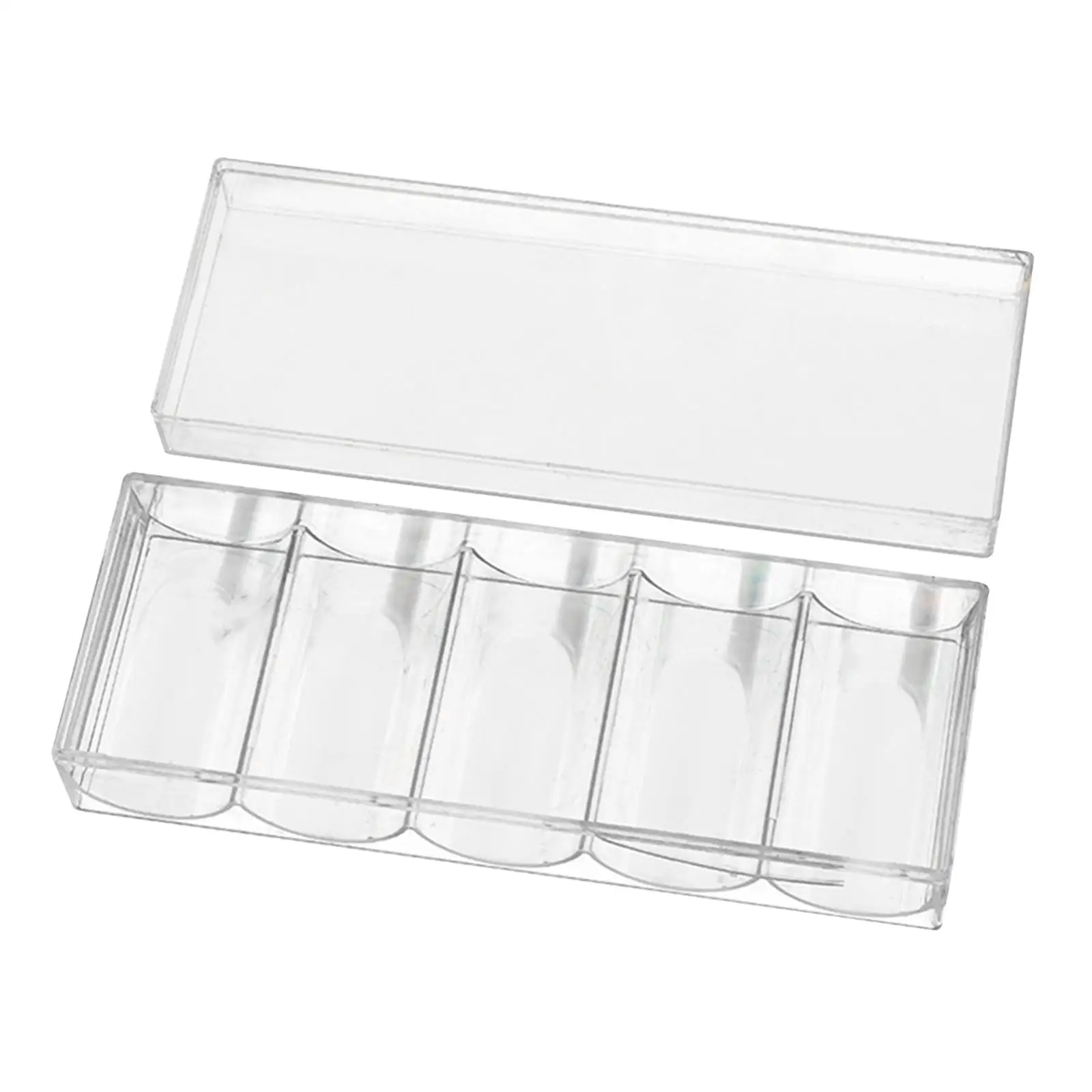 Clear Chips Tray with Lid Dustproof Sturdy 5 Grids Acrylic Chip Holder Chip Organizer Chip Caddy for Tabletop Game Parties