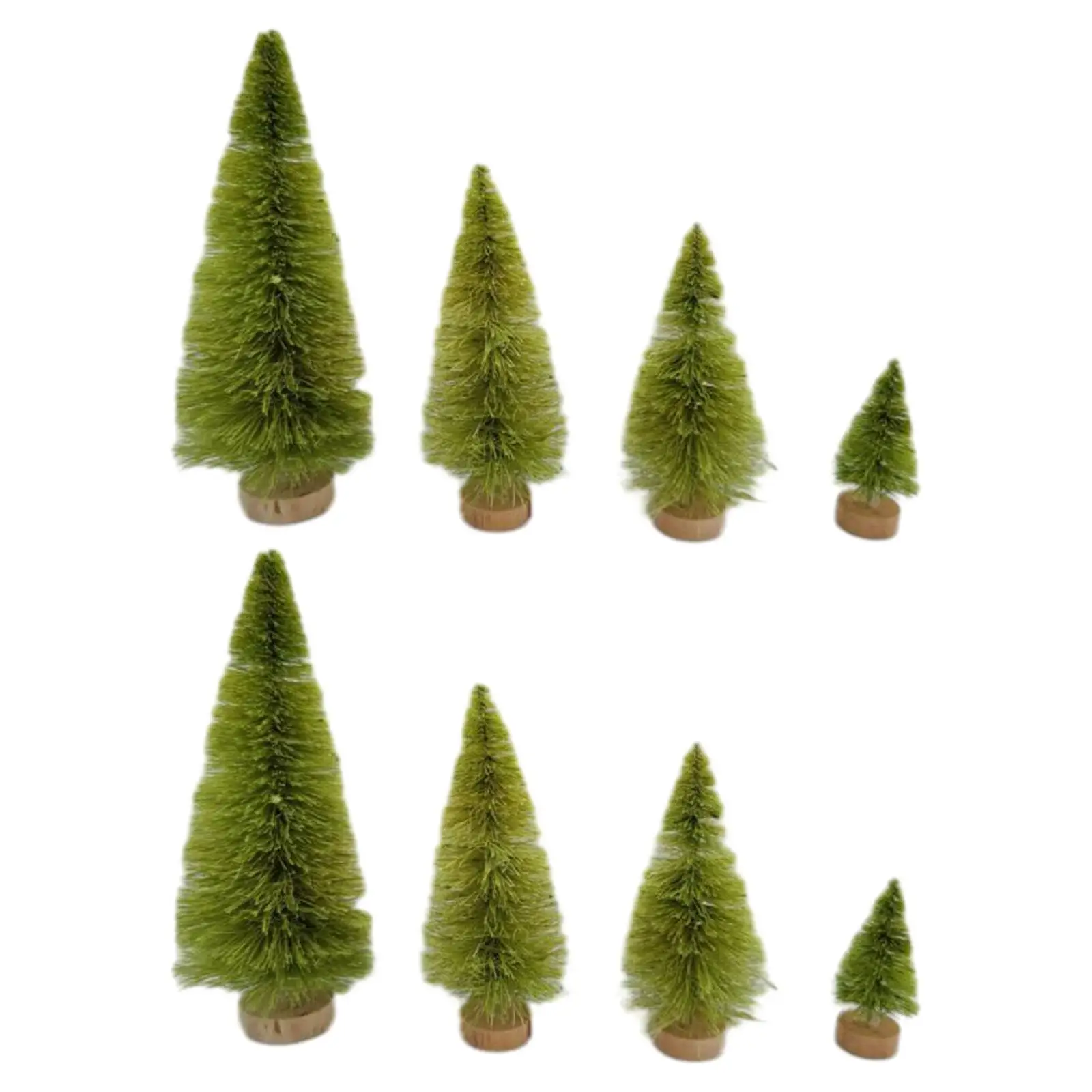8x Artificial Christmas Tree Brush Trees Desktop Miniature Wood Base Christmas Decorations Pine Trees for Indoor Home Holiday