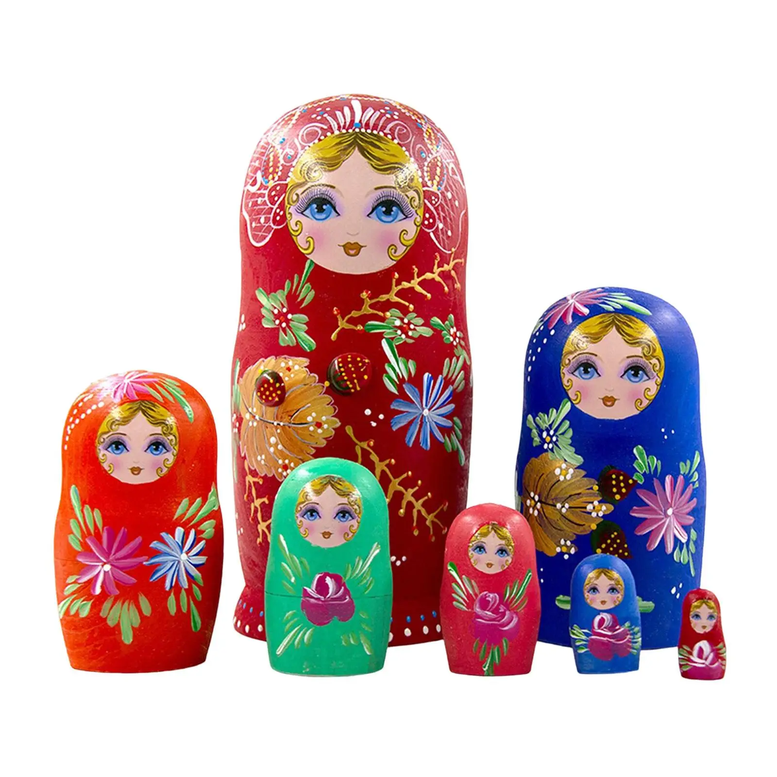 7x Handmade Russian Nesting Dolls  Dolls for Home Tabletop Decor