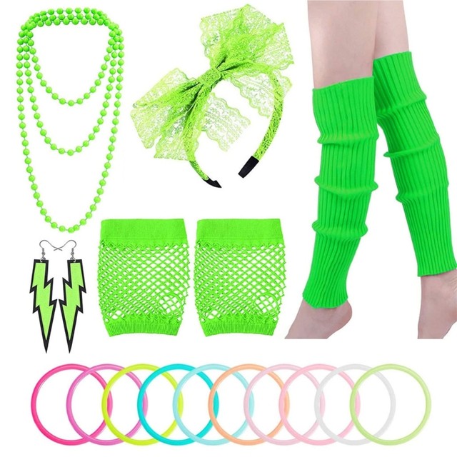 80s accessori per le donne Costume da donna anni '80 con fascia al Neon 17  pezzi set di accessori per costumi Vintage - AliExpress