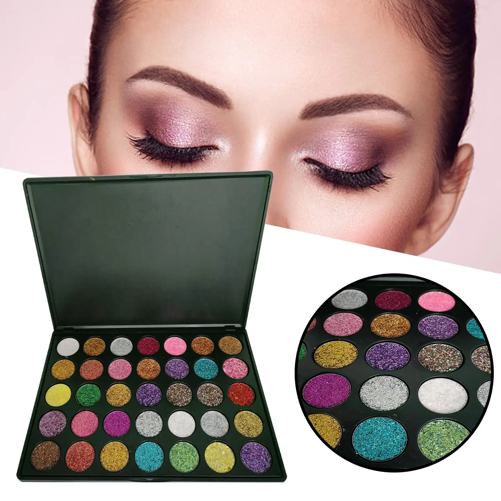 35 Colors Eyeshadow Makeup Palette Sweatproof Delicate Blendable Glitter Eye Shadow for Birthday Anniversary Women Girls Banquet
