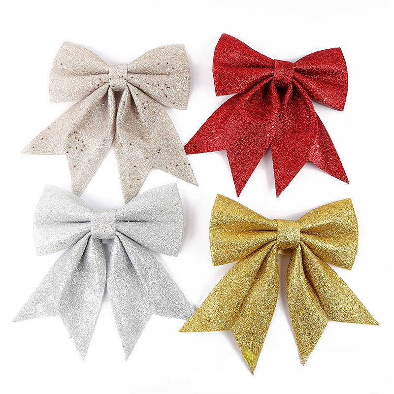Description Picture 3 of item2023 New Year Sequins Red Yellow Beige Bow Christmas Tree Hanging Ornament Christmas Decoration Supplies новогодние украшения