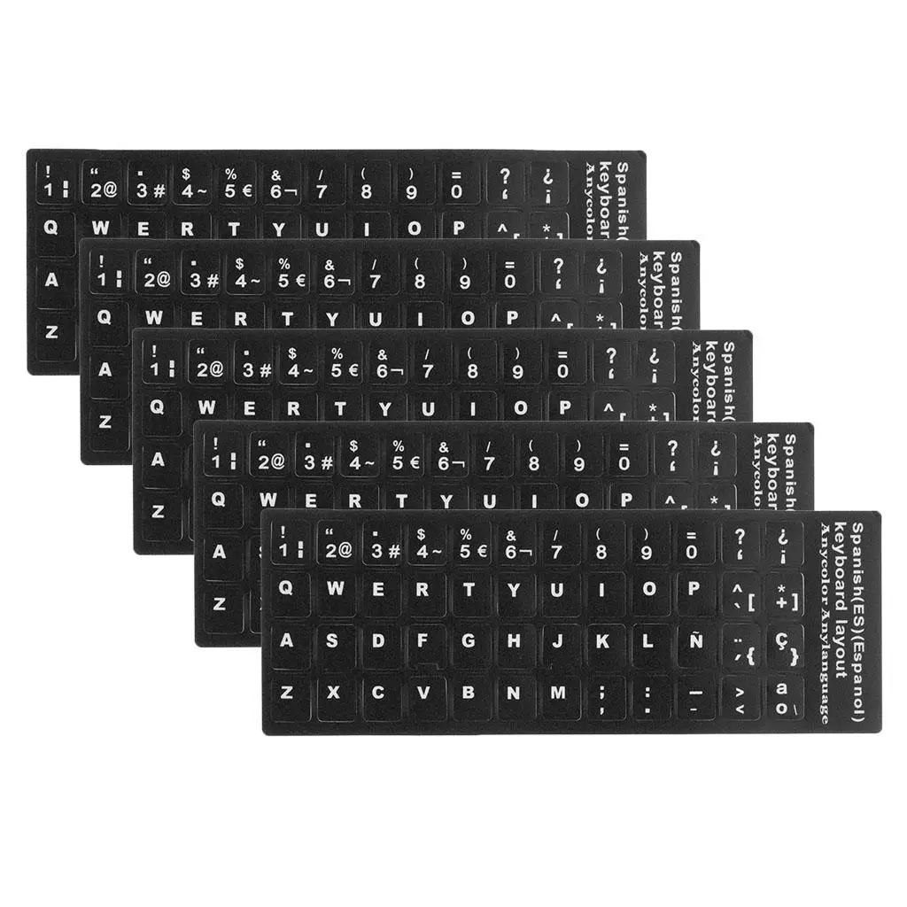 5xSpanish White Letters Keyboard Stickers Laptop Computer  Cover