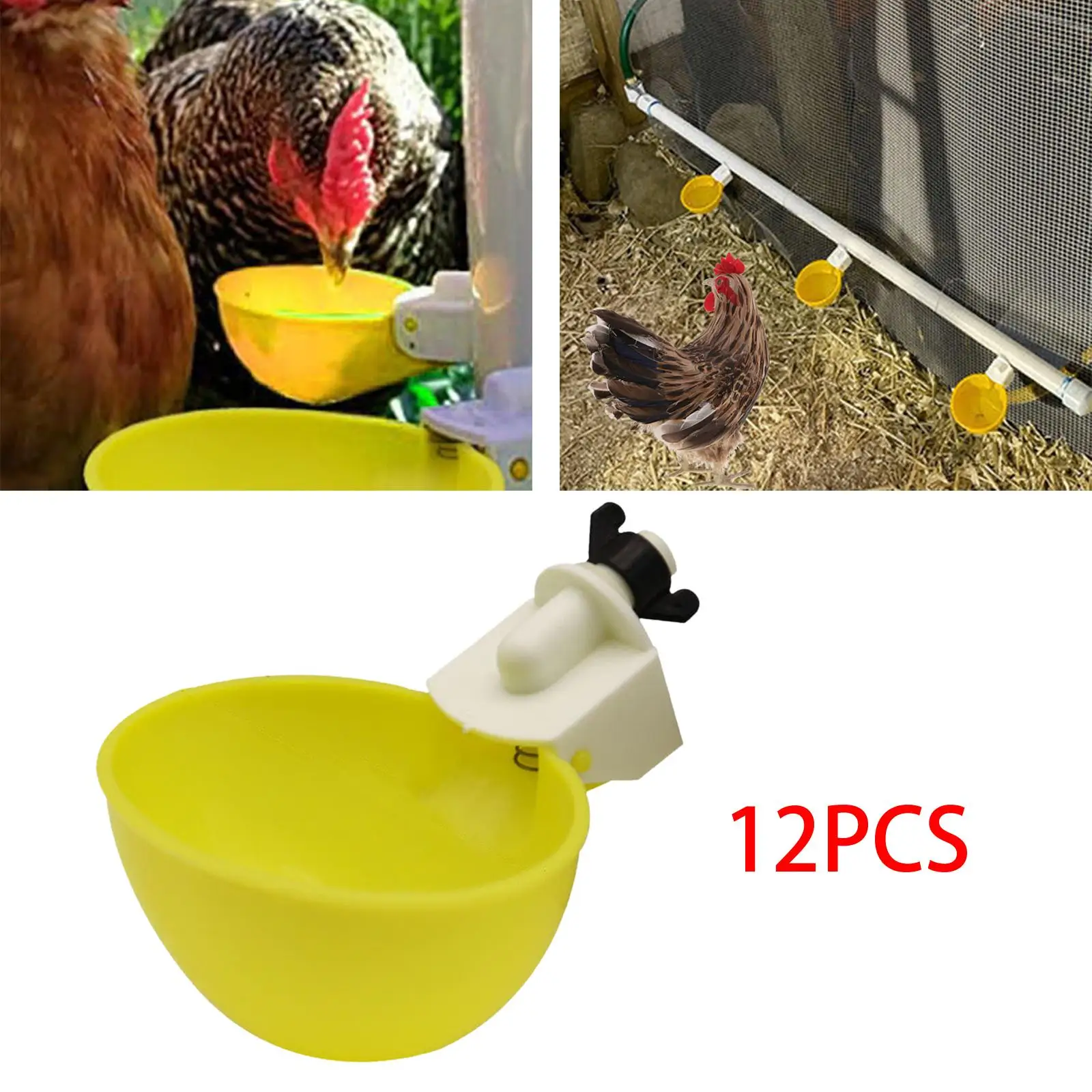 12Sets Chicken Waterer Plastic Automatic Chick Bird Quail Drinking Bowl With Screws Poultry Farm Animal Supplies