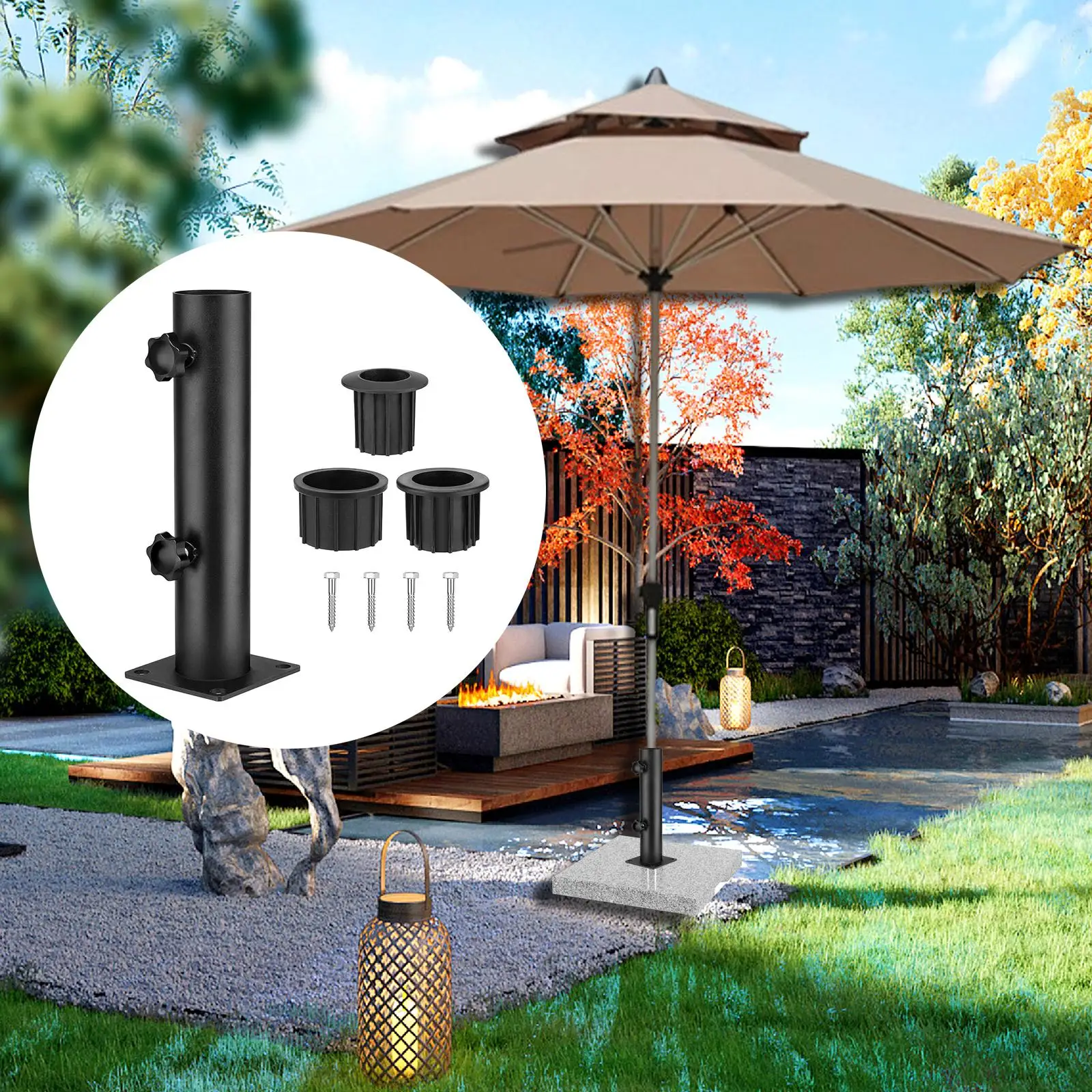 Umbrella Base Stand Fits 6cm Post Marble Flag Pole Holder Pole Holder Sun Shelter Deck for Lawn Garden Outdoor Outside Balcony
