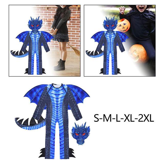 Kids Dragon Costume Dress up Dragon Toys Child Dragon Wing Tail Mask Set for Festival Nightclub Children Boys Girls Photo Props