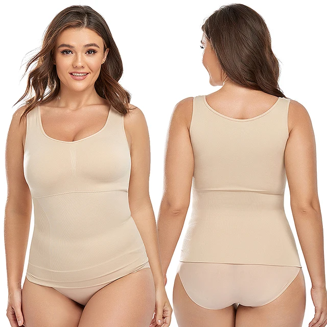 Shapewear for Plus Size Women Tummy Control Shapewear Built-in Bra Shaping  Tank Tops Slimming Body Shaper Compression Underwear