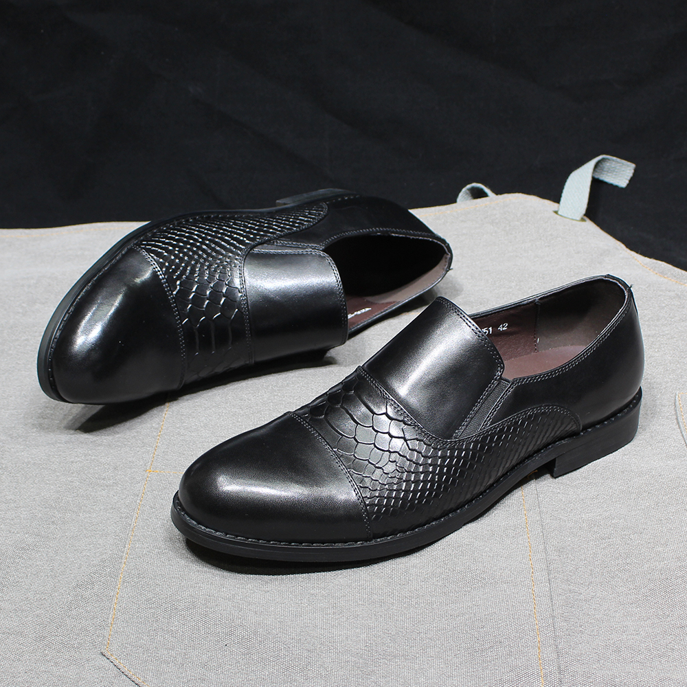 Luxuriöse Herren-Loafer aus echtem Leder mit Krokodildruck, Slip-On-Schuhe für Büro, solide Kappe und Zehen, lässige Basic-Hochzeitsschuhe – Detail 6