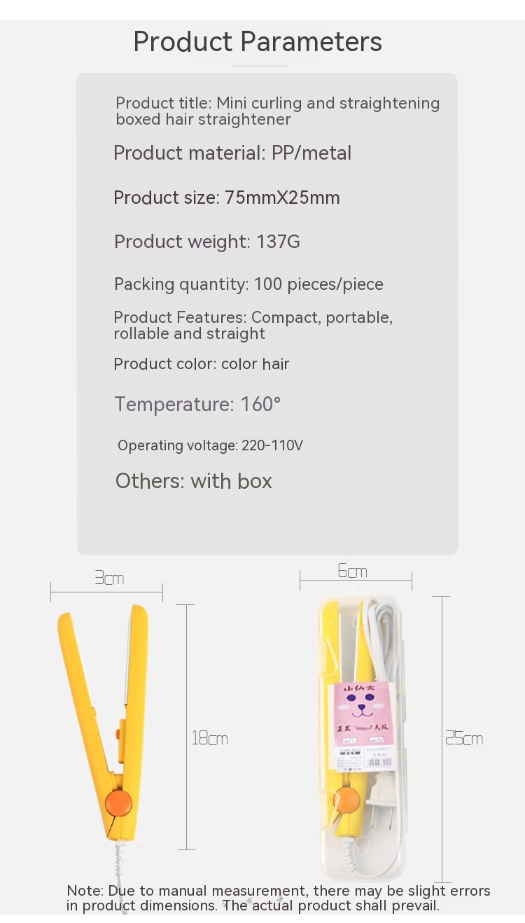 Description Picture 4 of itemPortable Mini Hair Straightener Flat Iron Hair Curler For Men Women Short Hair Wave Hairstyling Dual Voltage Straightening Irons