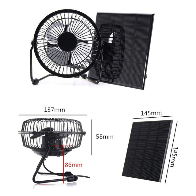 Mini Solar Panel Ed Ventilator Fan Portable 5W 4 Inch Greenhouse Solar Exhaust Fan For Office Outdoor
