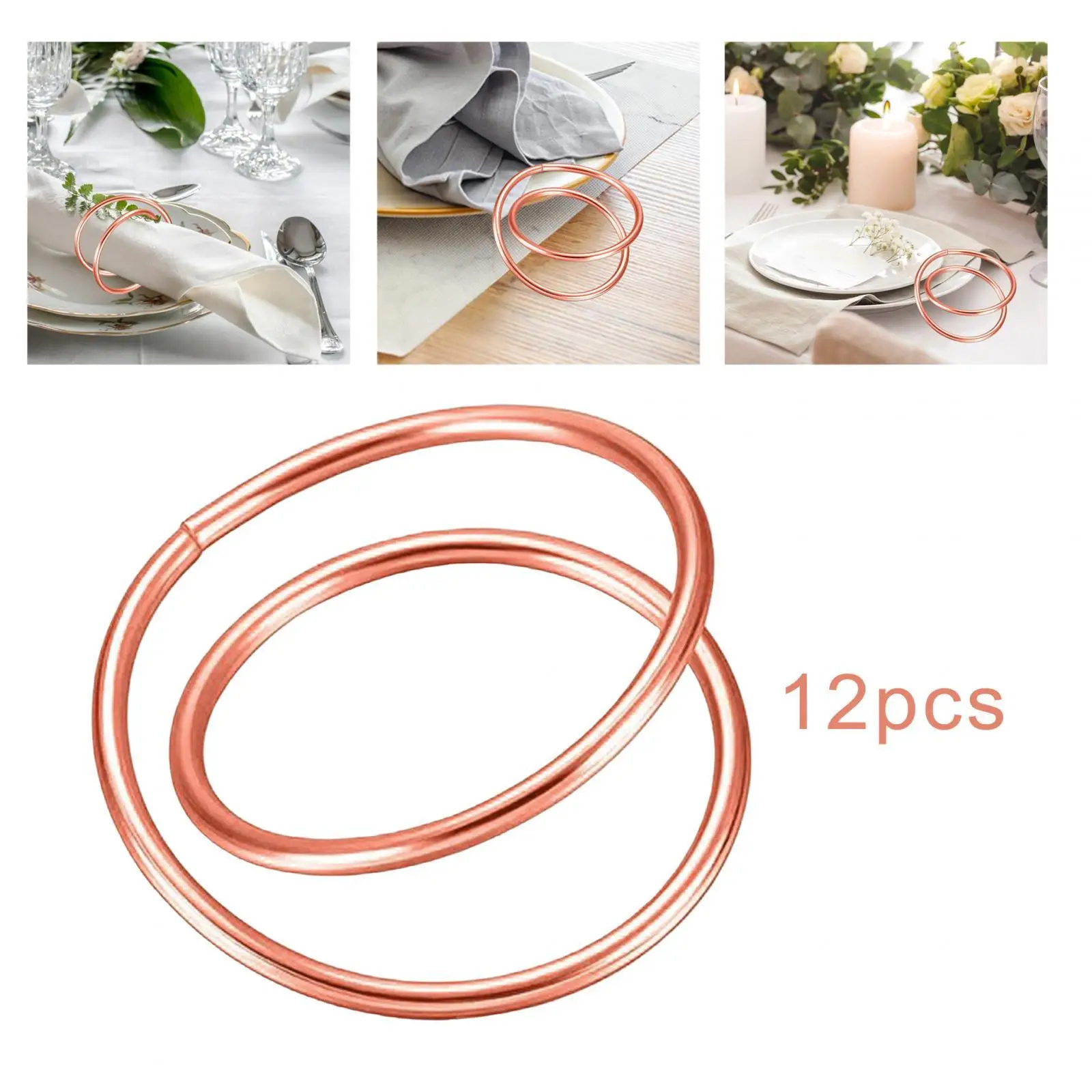 12 Pieces Napkin Rings Elegant Wedding Banquet Tabletop Christmas Anniversary Outdoor Party New Year Decor Napkin Buckle Holder