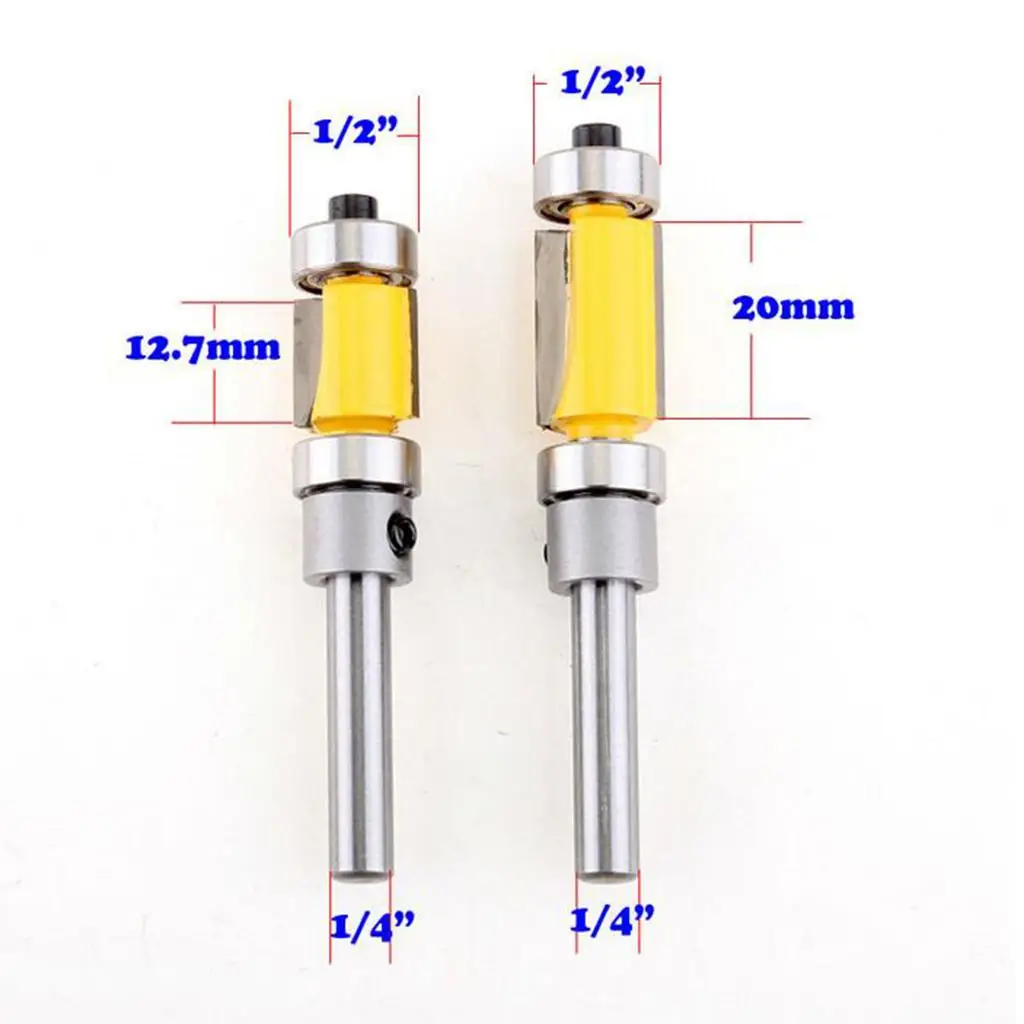 2 Piece 1/4 `` Top And Bottom Drill Bit with Straight Shank Flush Router with Bit