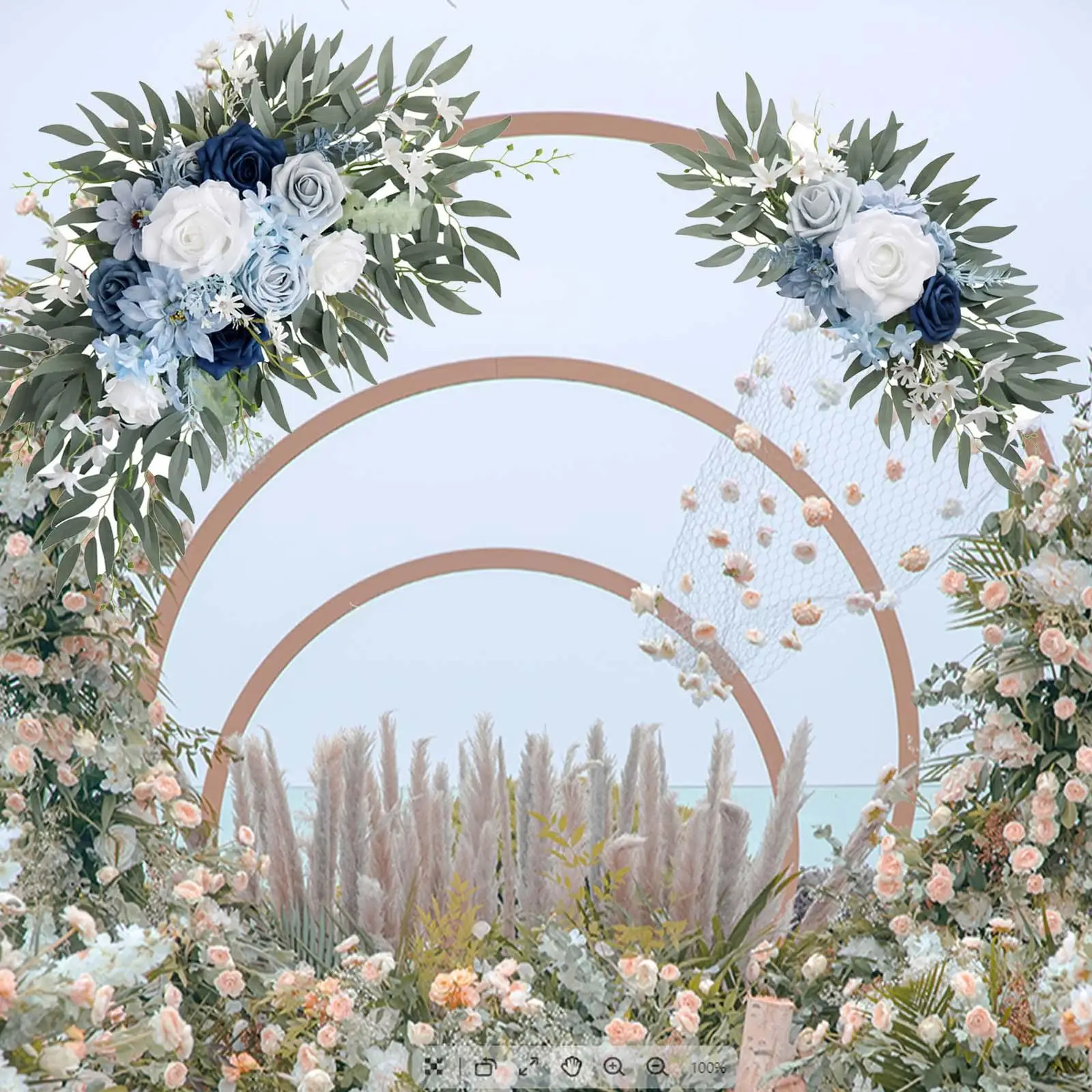 2Pcs Artificial Flower Swag Welcome Sign Floral Arch Flowers Set for Garden