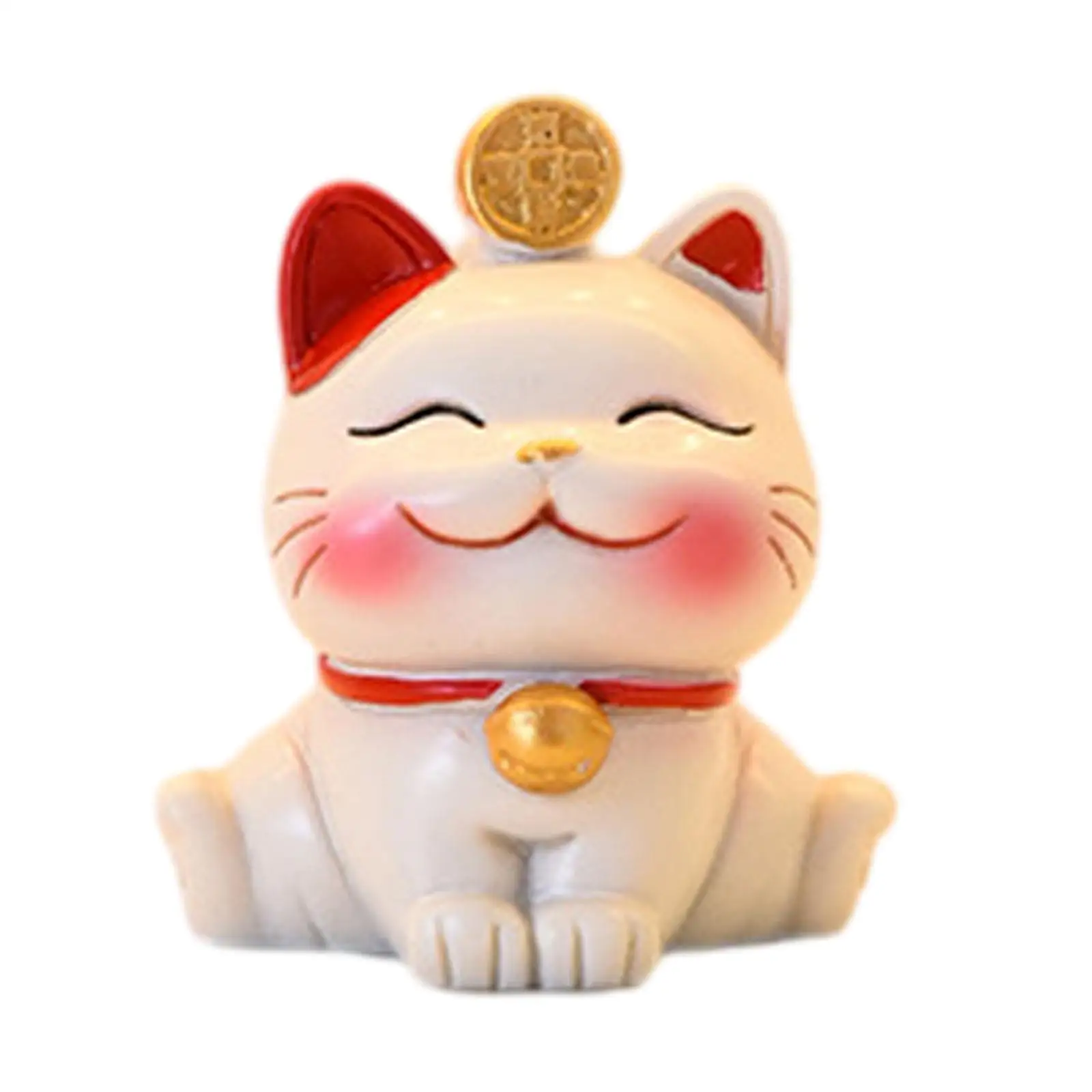 Chinese Cat Statue Mini Lucky Cat Figurine Desk Decorations Birthday Gift Welcoming Cat for Shelf Entrance Front Desk Decoration