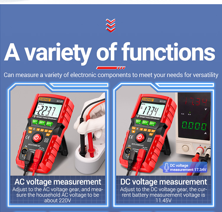 ANENG M109 Smart Multimeter Tester AC/DC Voltage Voice Broadcast Meter NCV Capacitance Continuity Professional Electrical Tools