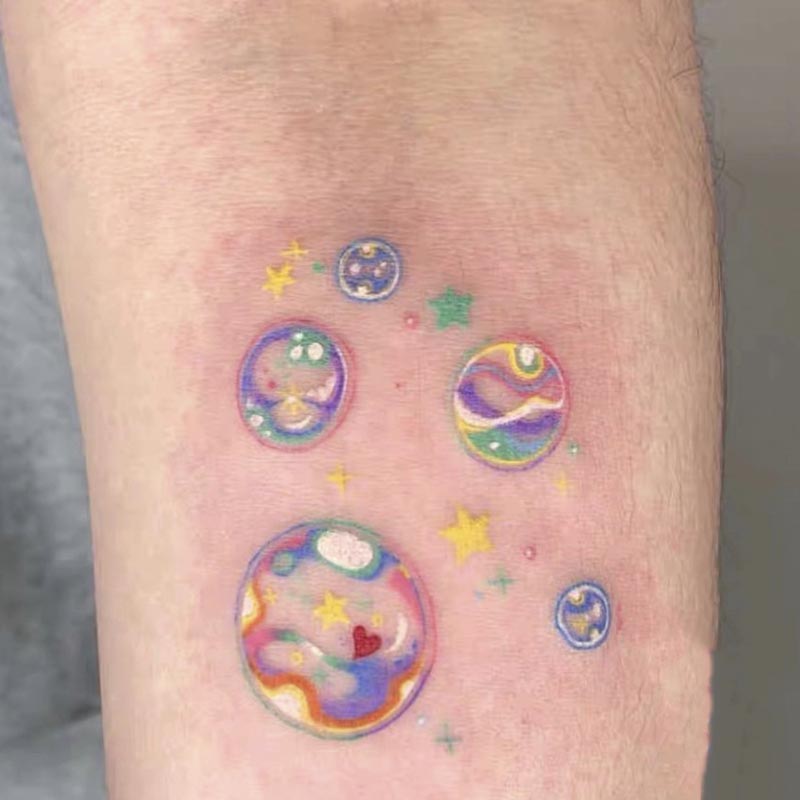 Best of Waterproof Temporary Tattoo Sticker Colorful Cute Bubble Tattoo Flash Tattoo Arm Female Reviews & Tips