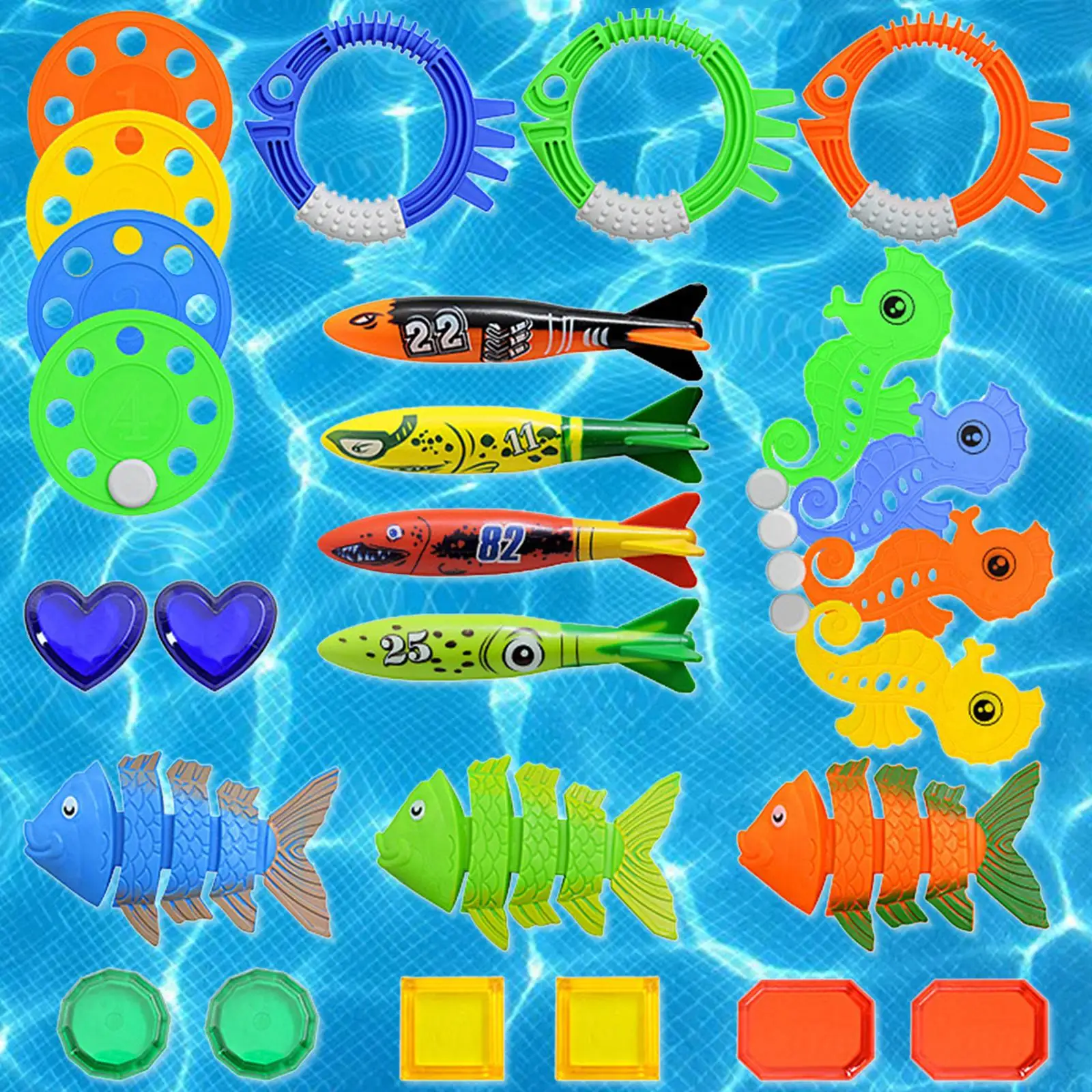 Funny Diving Pool Toys Included Sparkling Gems Swimming Pool Toys for Kids