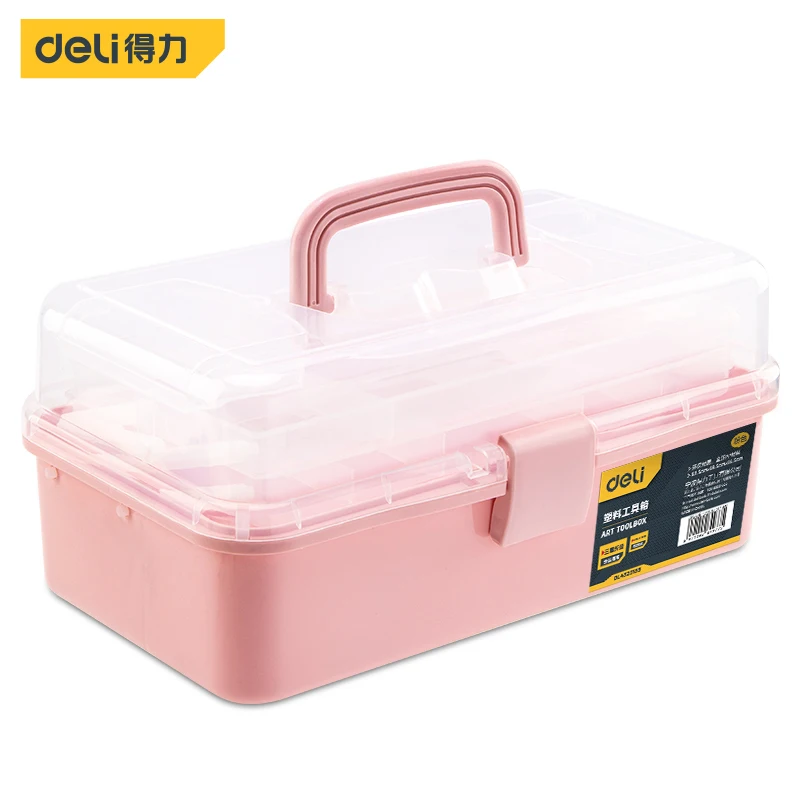 1 Pcs Blue/pink Tools Organizer Toolbox PP Material Three-layer Folding Simple Buckle Design Portable Tools Storage Clear Box best tool chest