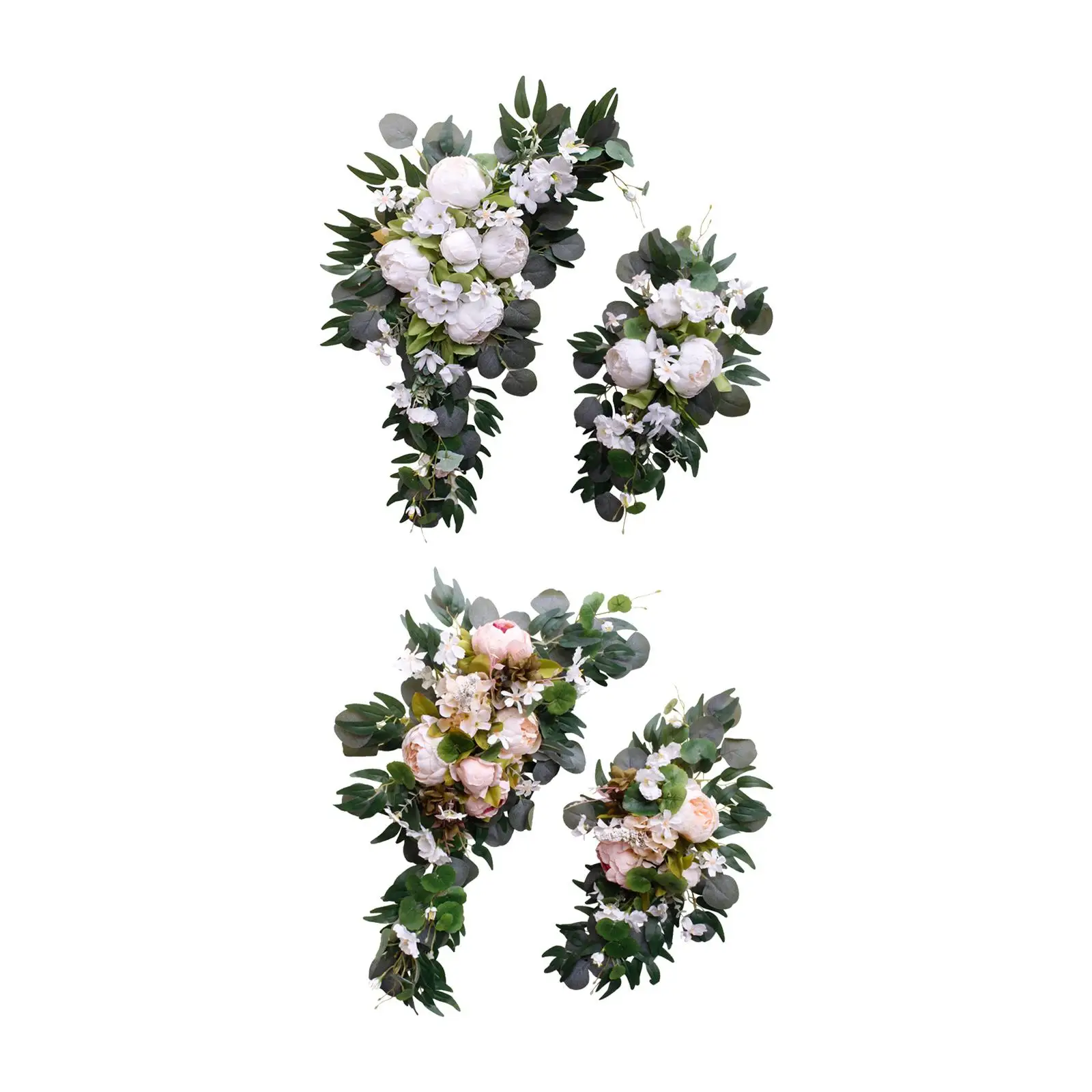 Artificial Wedding Arch Flowers Set Garlands Silk Peony Flower Swag Front Elegant Floral Wreath