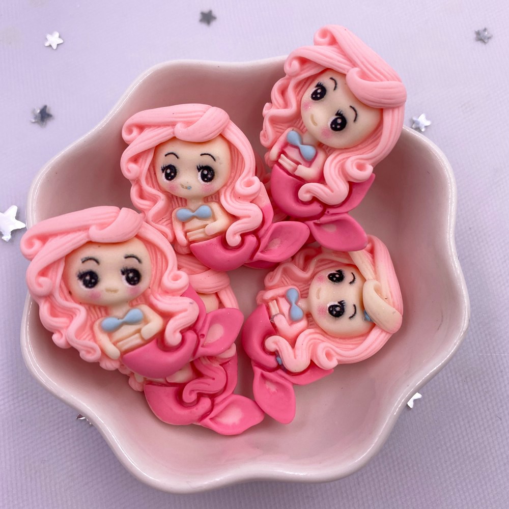 Description Picture 4 of itemPainted Resin Kawaii Colorful Mermaid Princess Girl Flatback Stone Figurine 10PCS Scrapbook DIY Home Decor Crafts Accessories