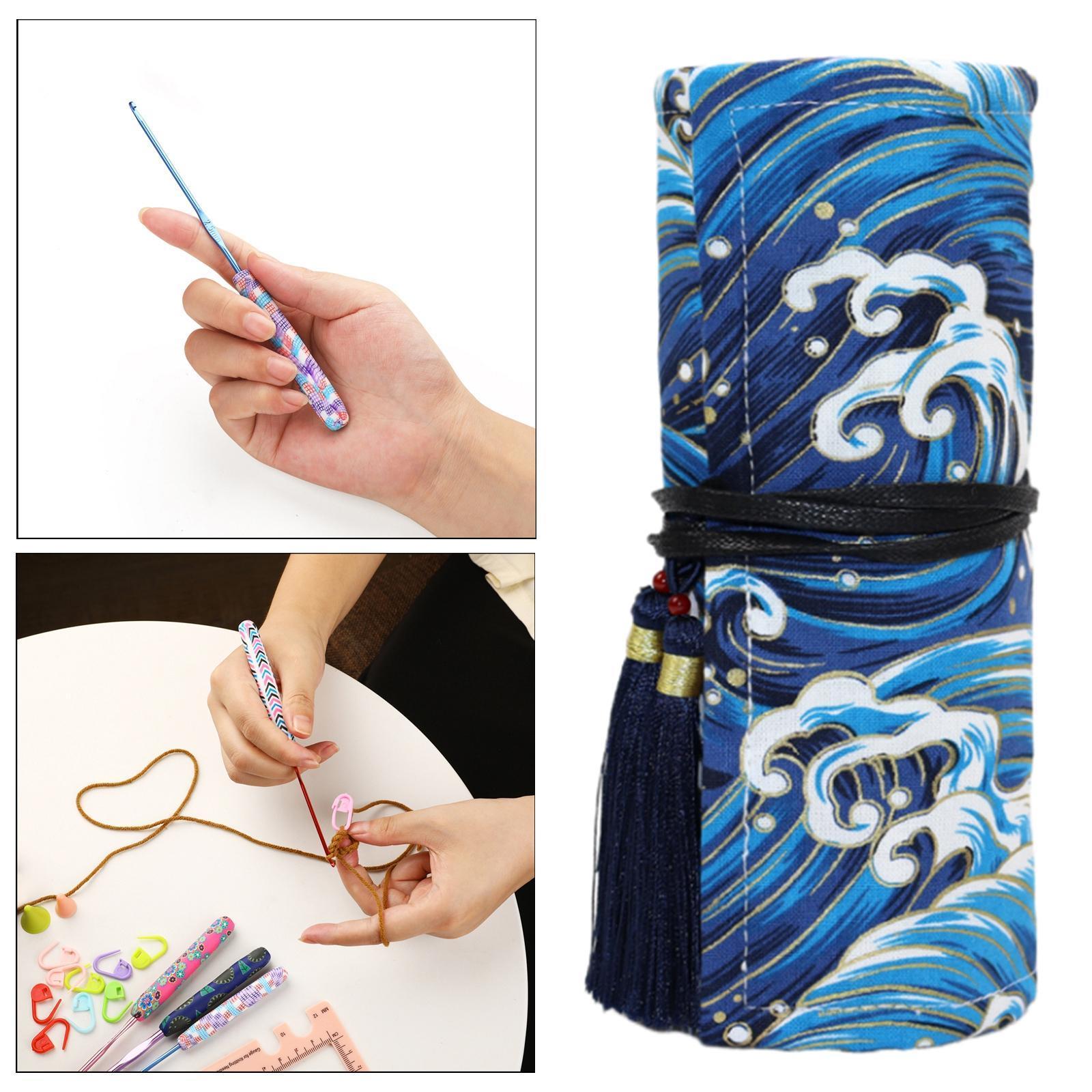 Knitting Storage Bag Empty Crochet Hooks Knitting Needles Organizer Case for Needles Hooks Roll Up Bag