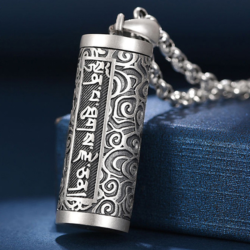 1 Stück 990 Pillen etui aus reinem Silber Pillen dose wasserdichte Zylinder anhänger Pillen dose mit Ketten halskette – Detail 9