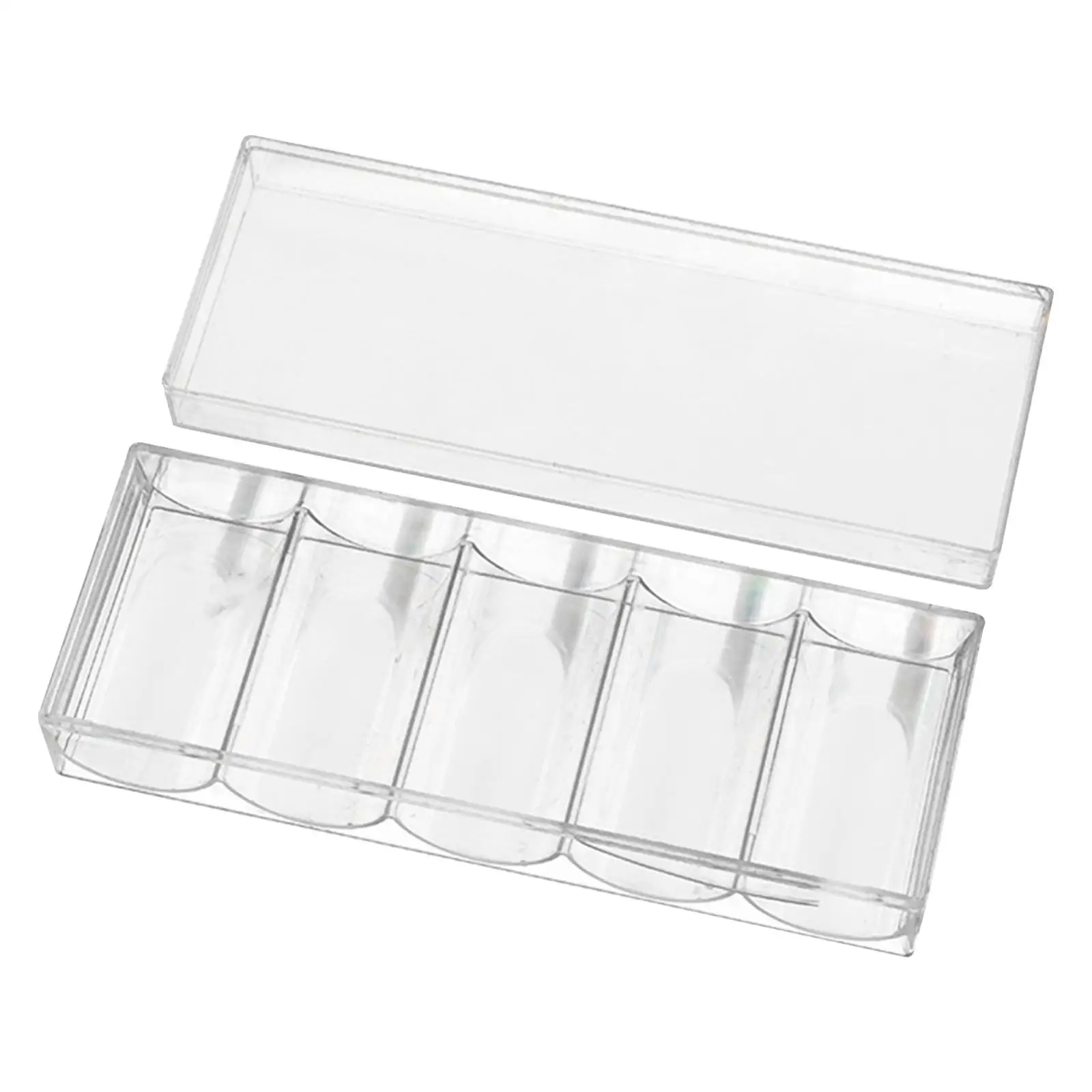 Clear Chips Tray with Lid Dustproof Sturdy 5 Grids Acrylic Chip Holder Chip Organizer Chip Caddy for Tabletop Game Parties