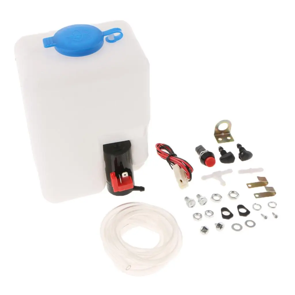 12V Car Windshield Washer Bottle Kit with Pump Jet Button Switch Professional