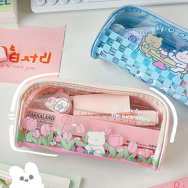 Kawaii Transparent Pencil Case Large Capacity Pencil Bag Makeup