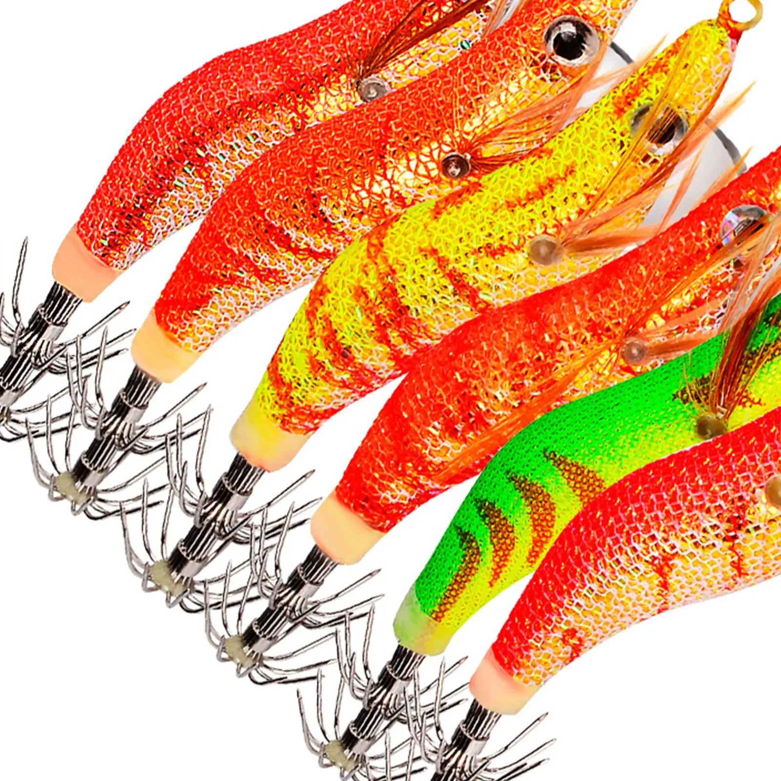 6 Pieces Squid Jig Hook Hard Fishing Lures Prawn Lures for Octopus Freshwater Fishing Sea Fishing Squid Fishing Cuttlefish