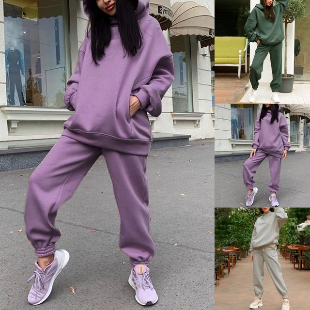 Thick tracksuit streetstyle set joggers bottoms oversized hoodie winter suit high quality pants set hotsell sport