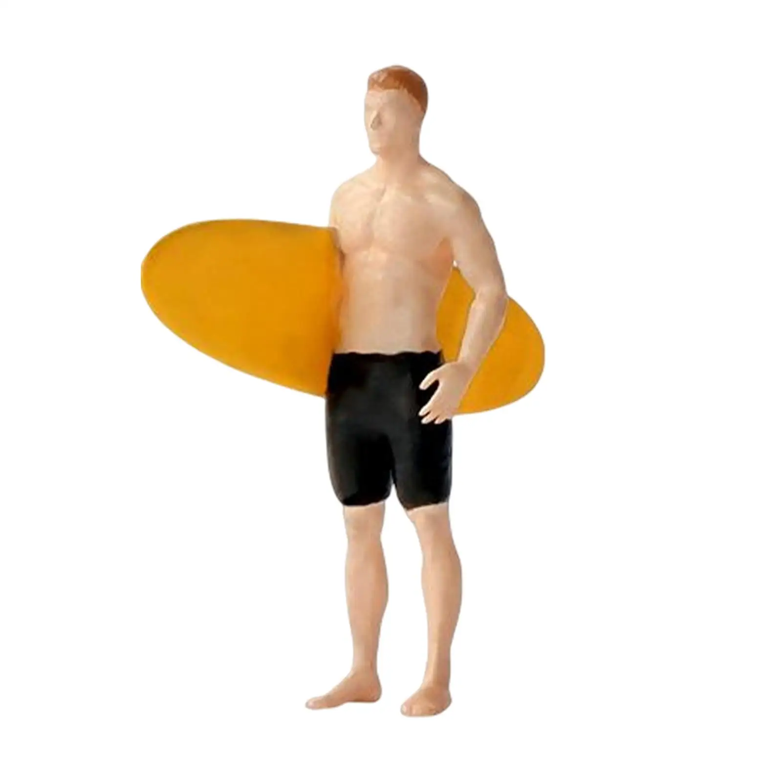 Resin 1/64 Model Surfing Boy Model Model Trains People Figures Hand Painted for Miniature Scene Architecture Layout Decoration