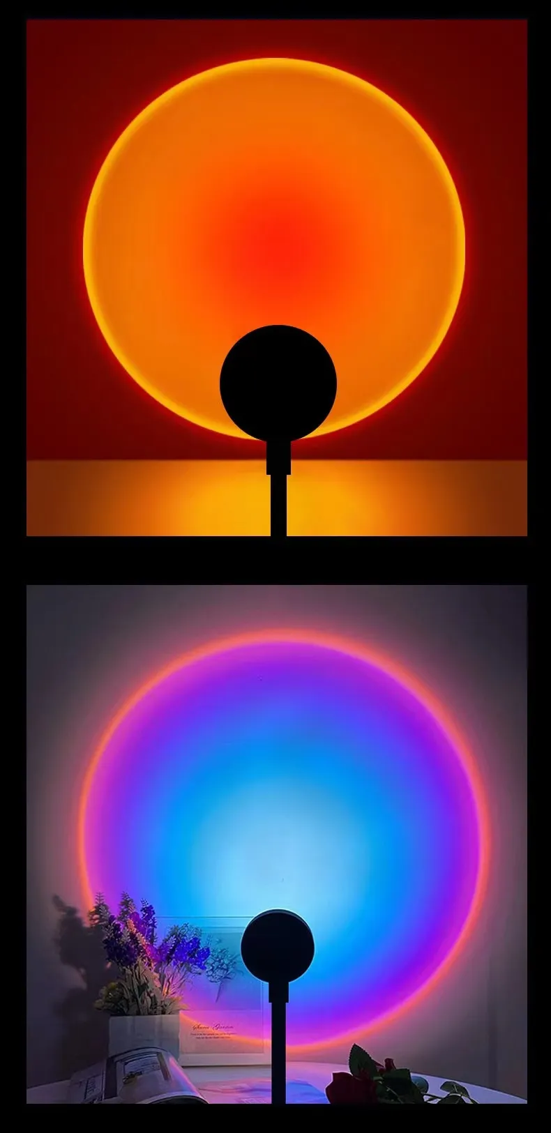 Romantic USB Sunset Lamp LED Rainbow Neon Night Light Projector Photography Wall Atmosphere Lighting for Bedroom Decor Light