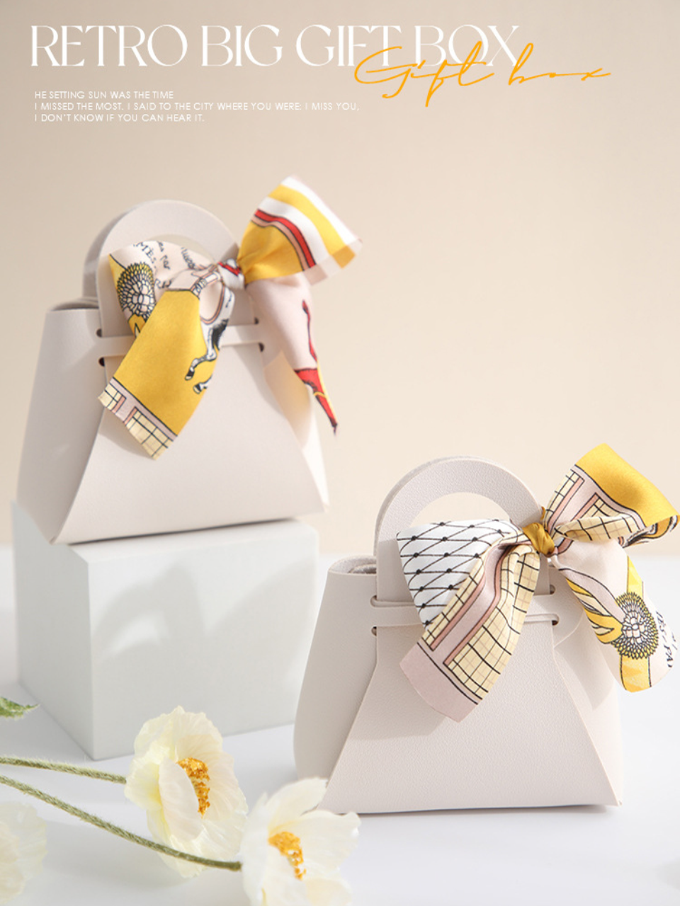 3PCS Leather Favour Bags with Scarf – Wedding Party Decoration, Baby Shower, Ramadan, E... - SKU LFB02117 - UGI Packaging