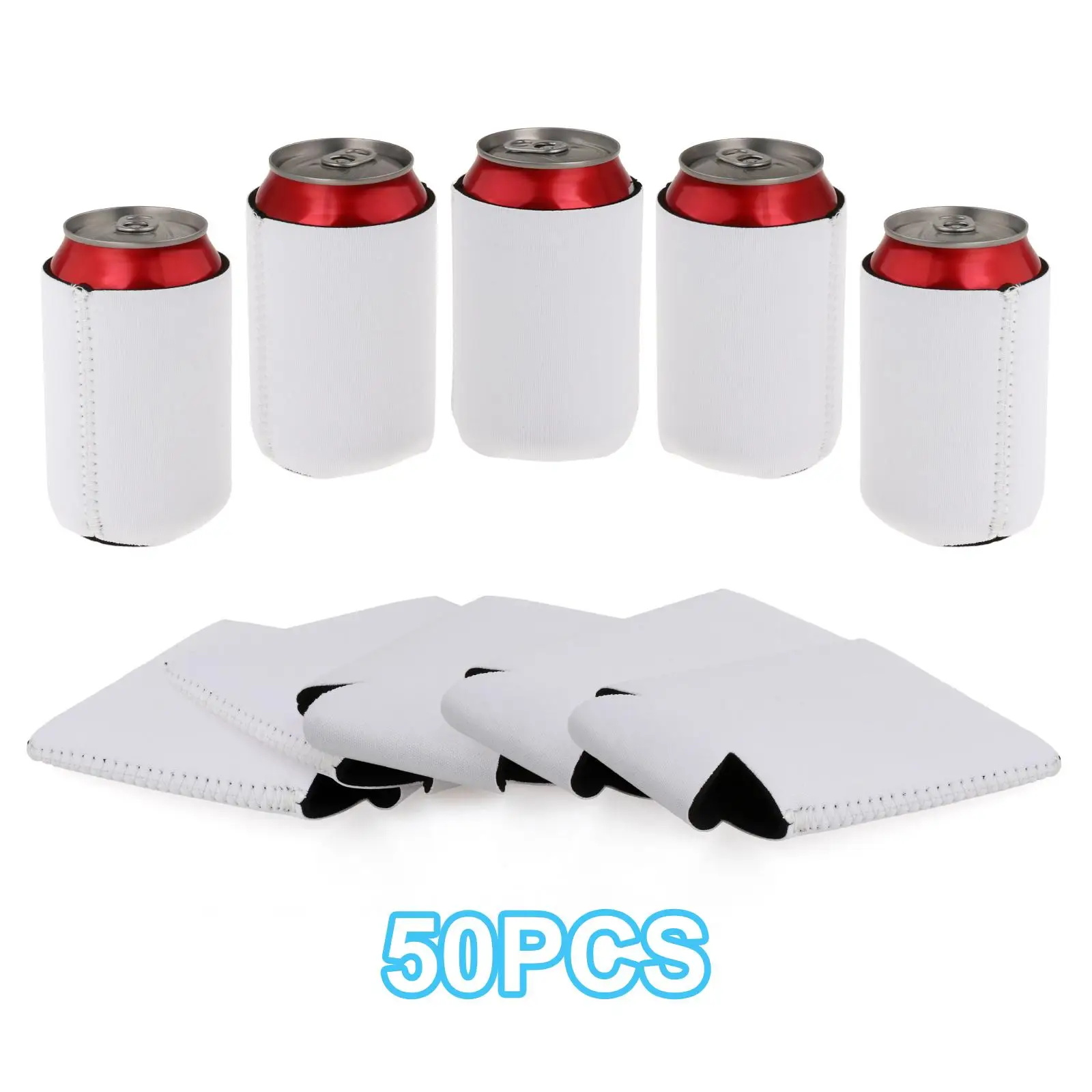 50Pcs Drinks Cooler Sleeves DIY Sublimation Sleeves Neoprene Can Sleeves