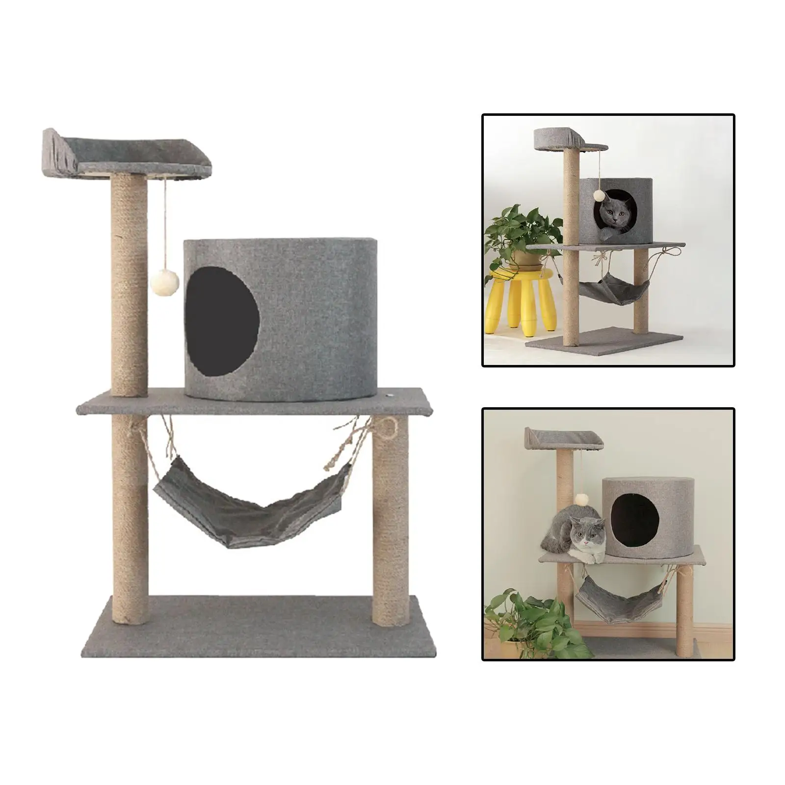 Cat Tree for Indoor Cats Condo with Hammock Perch Toys for Kittens