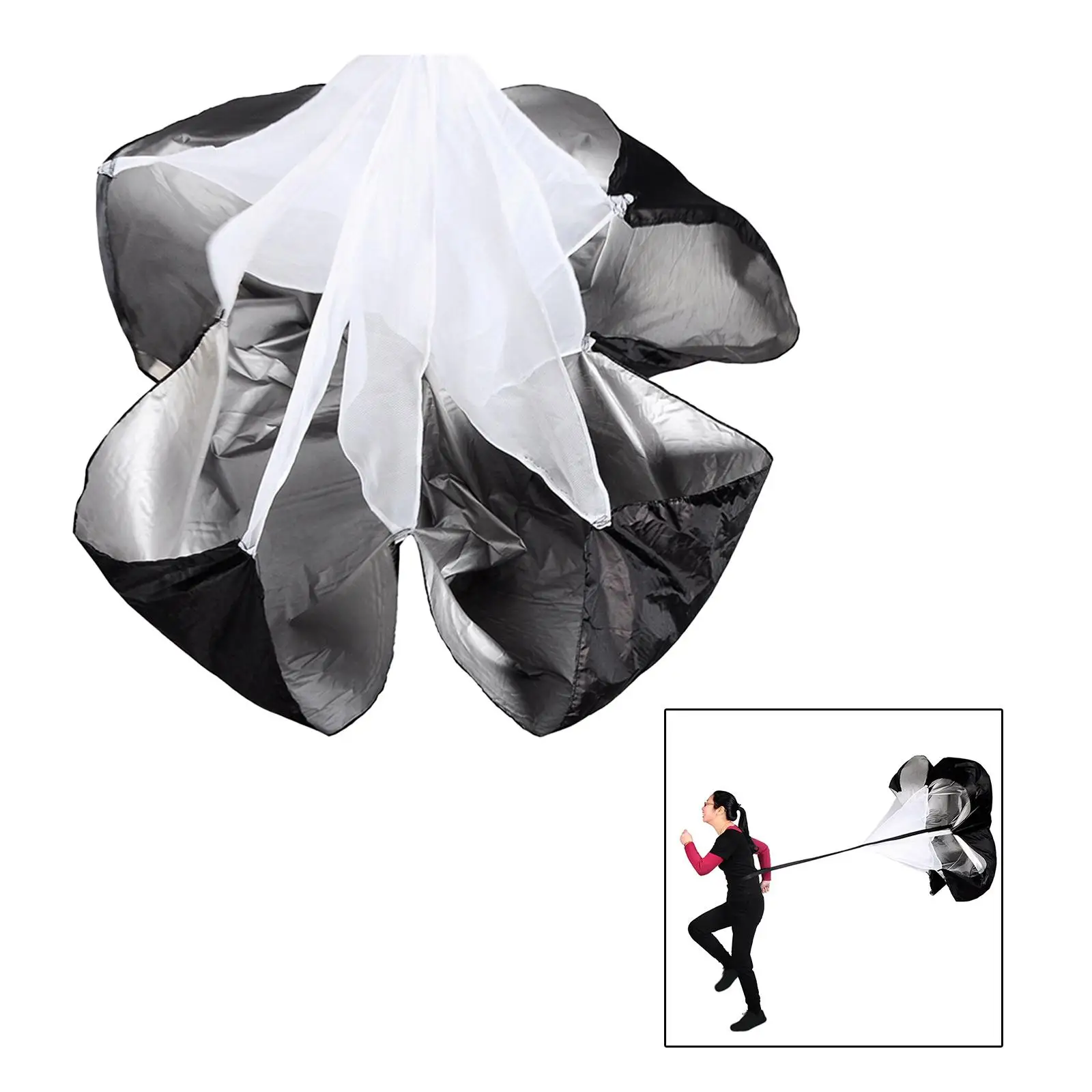 Resistance Parachute Endurance Running Sports Drag Parachute Running Chute for Agility Accelerate Soccer Power Black