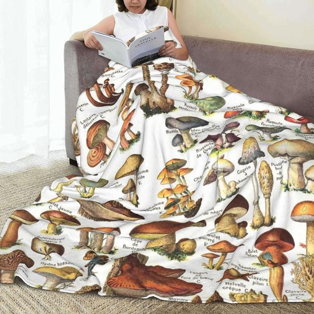 Boho wild florals top cozy mushroom blanket