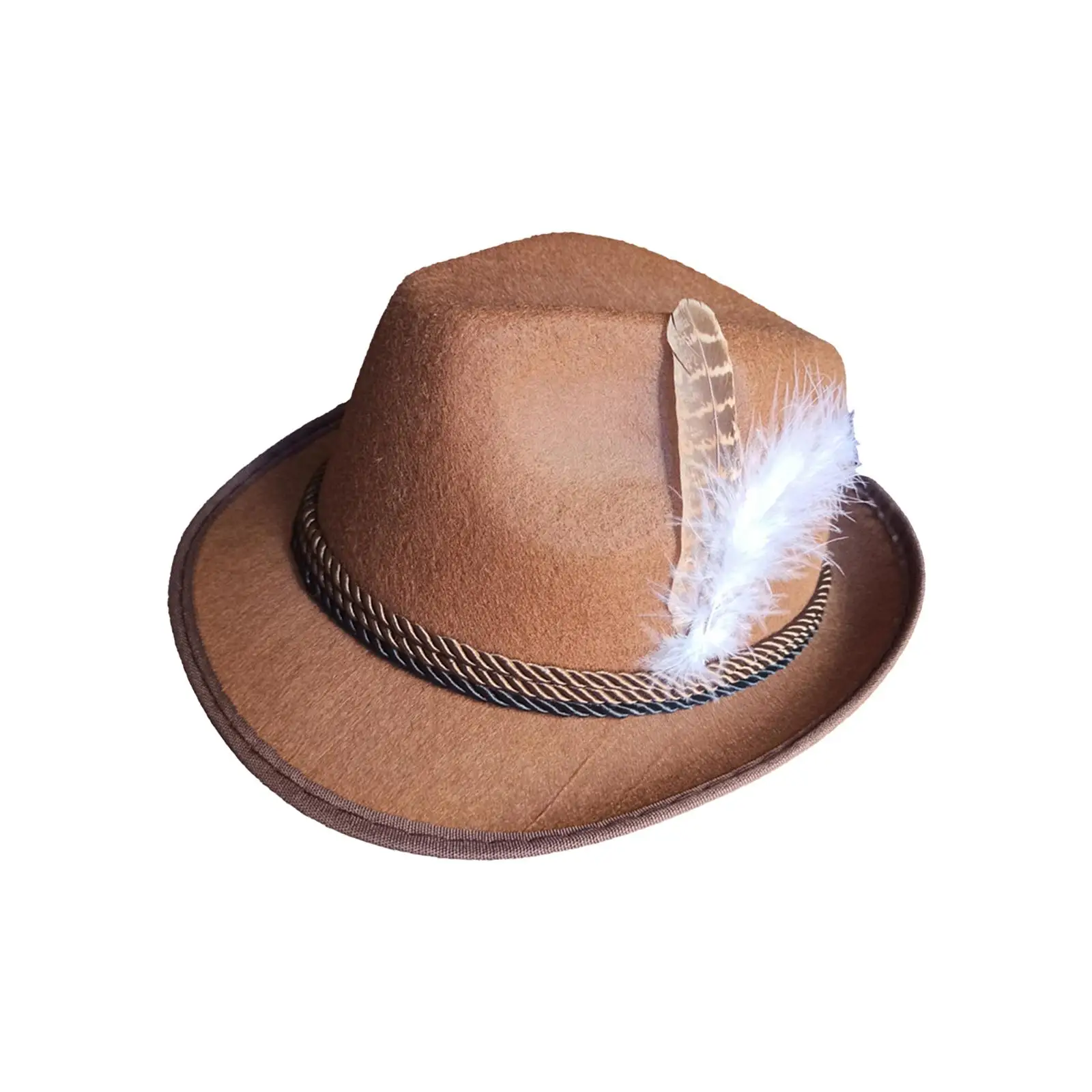 Mens Fedora Hat Cosplay Casual Fashion Trilby Hat Feather Decorated Jazz Hat