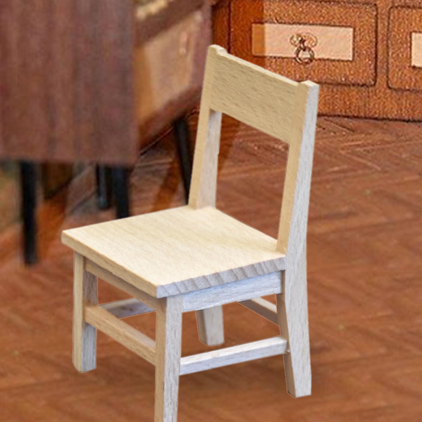 Miniature Wooden Chair Mini Furniture Tiny Furniture Model 1/12 Scale Dollhouse Furniture Scene Dollhouse Ornaments