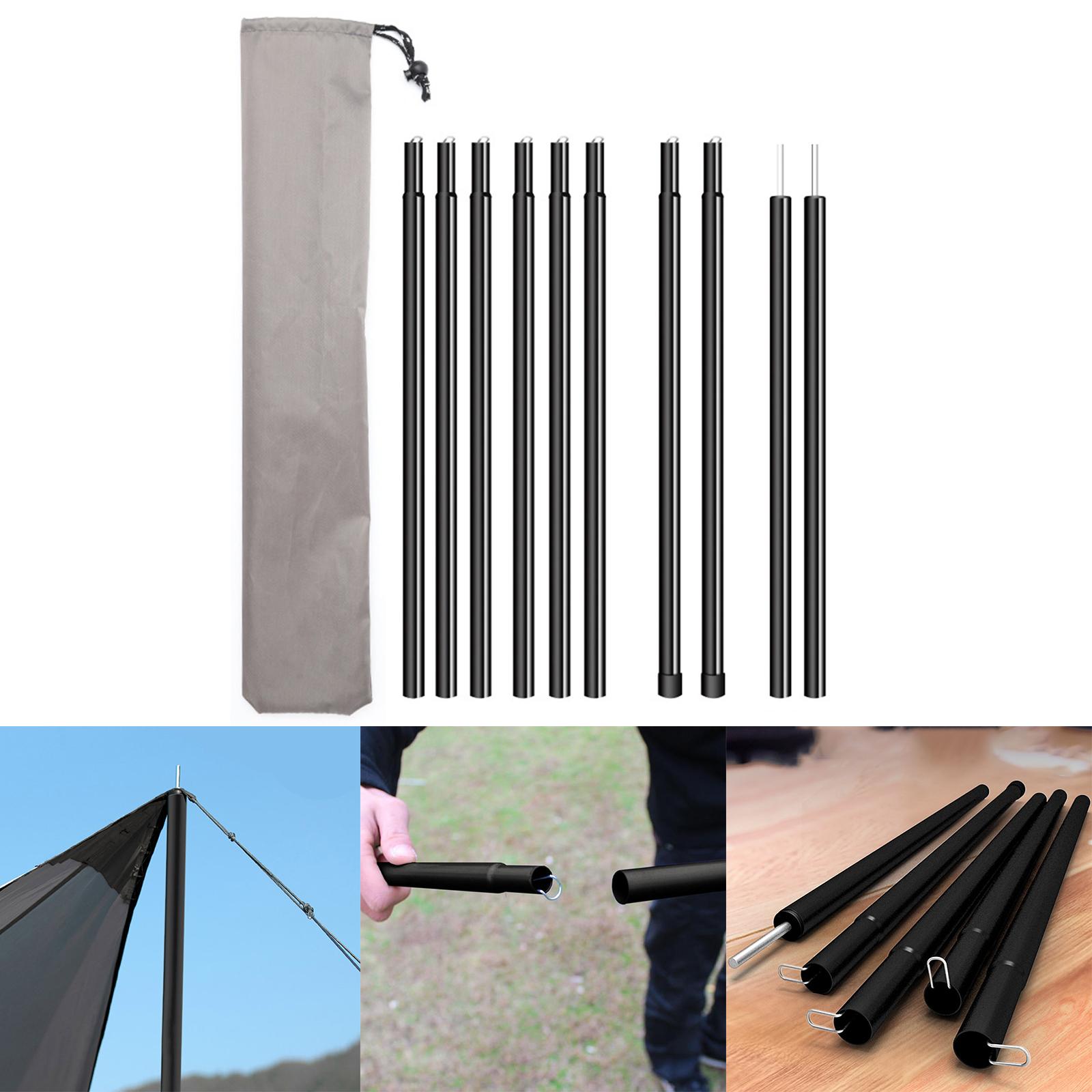 2Pcs Camping Tent Poles Support Adjustable Storage Pouch Shelter Building 2M