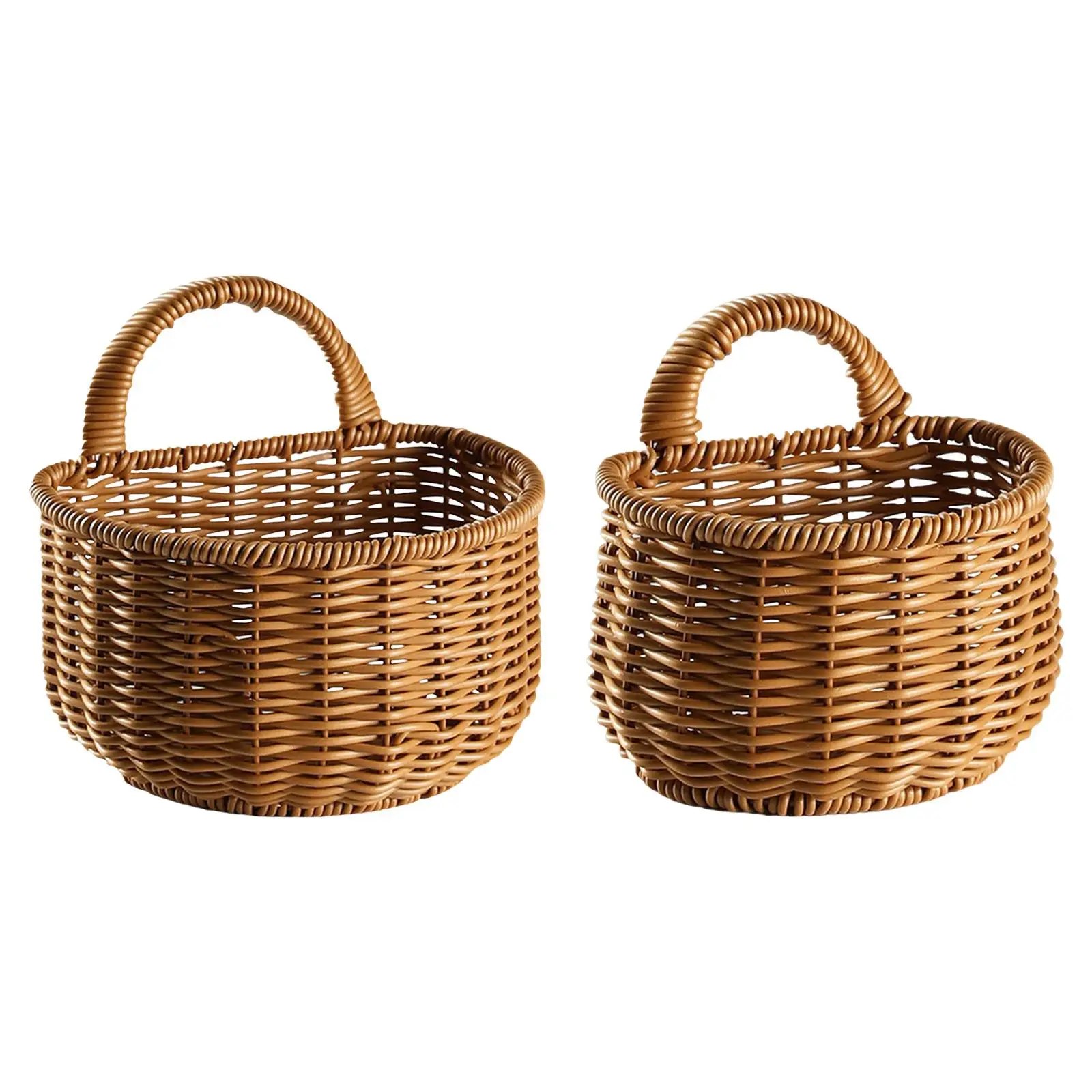 Woven Hanging Baskets Kitchen Storage Basket Organizer Plants Holder with Handle